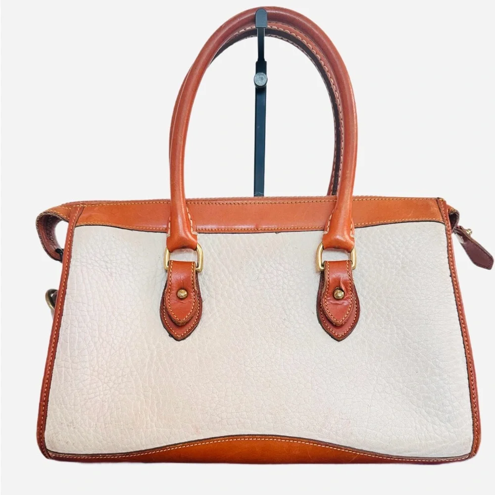 DOONEY & BOURKE ~ Vintage Off-White Pebbled and Brown Leather Satchel w/wallet - Picture 4 of 13